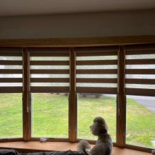 Beautiful Graber Layered Zebra Shades in Light-Filtering Seaside Resort Fabric Installed in Valley Cottage, NY